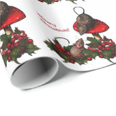 Kerstmis: Muizen op Toadstool, Holly: Kunst Cadeaupapier (Rol Hoek)