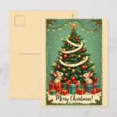 Kerstmis Muizen Victoriaanse Boom Geschenken Feestdagenkaart (Voorkant / Achterkant)