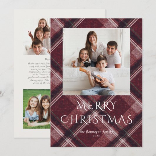 Kerstmis Multi Foto Rood Feestdagenkaart (Voorkant / Achterkant)