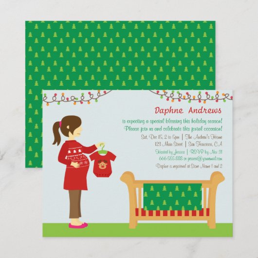 Kerstmis Mum Baby shower Kaart (Voorkant / Achterkant)