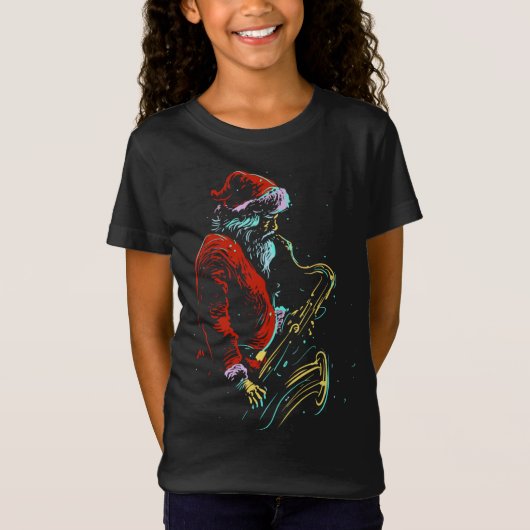 Kerstmis Musical Santa Hat Saxofoon Gift T-shirt (Voorkant)