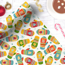Kerstmis Muts Handschoenen Vakantie Patroon Cadeaupapier