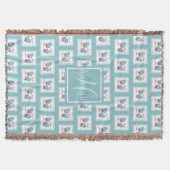 Kerstmis Mutsjes Rood Lint Blauwe Monogram Deken (Voorkant)