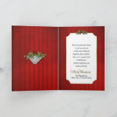 Kerstmis, Muzieknoten, rood, pine tak, glanzend Kaart (Binnen)