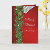 Kerstmis, Muzieknoten, rood, pine tak, grof Kaart (Gele Bloem)