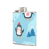 Kerstmis naadloos met pinguïn heupfles (Links)