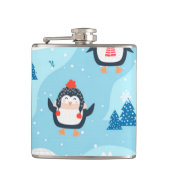 Kerstmis naadloos met pinguïn heupfles (Voorkant)