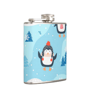 kerstmis naadloos met pinguïn heupfles