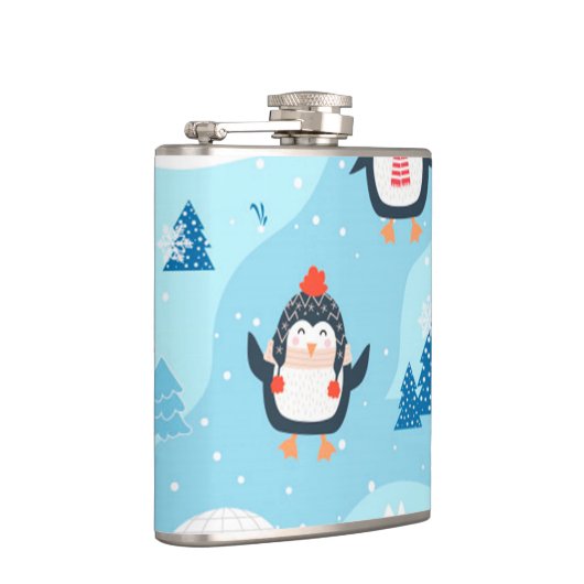 Kerstmis naadloos met pinguïn heupfles (Rechts)