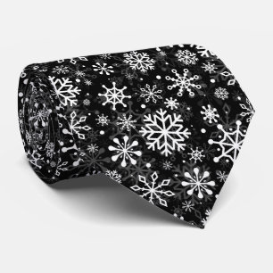 Kerstmis naadloos sneeuwvlokken zwart patroon stropdas
