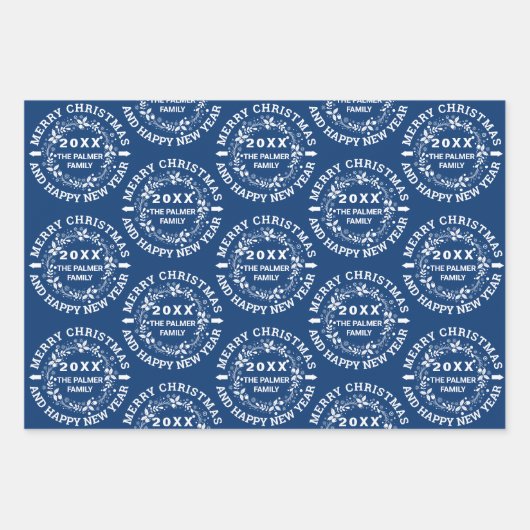 Kerstmis: naam rood, groen, blauw inpakpapier vel (Voorkant 3)