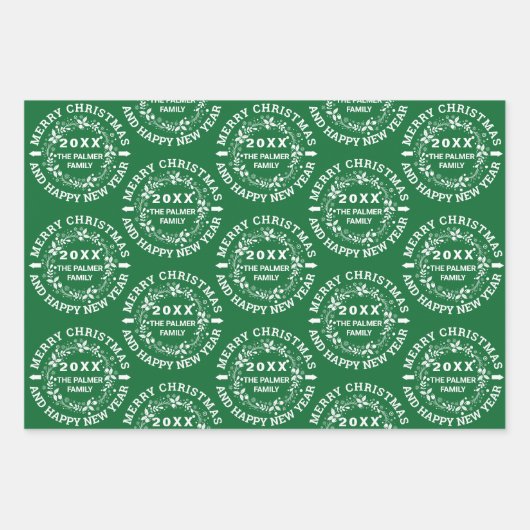 Kerstmis: naam rood, groen, blauw inpakpapier vel (Voorkant 2)