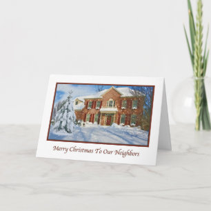 Kerstmis naar buren, sneeuwinternetscène feestdagen kaart