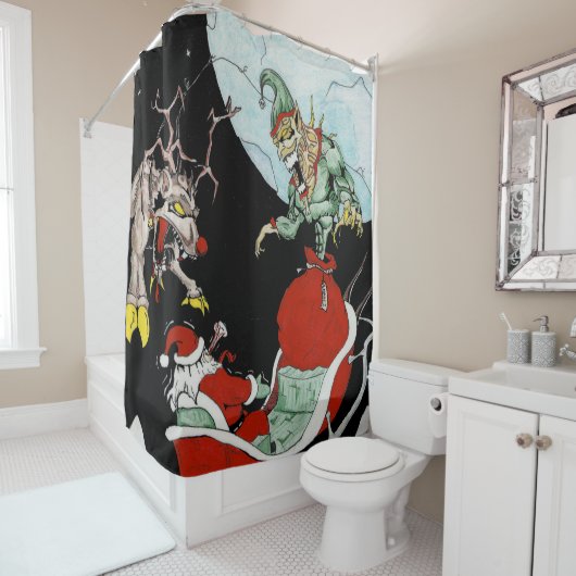 Kerstmis nachtmerrie Douche Gordijn (In situ)