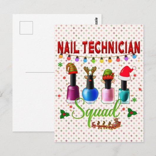 Kerstmis Nail-technicus-kerstsalaris eigenaars Briefkaart (Voorkant / Achterkant)