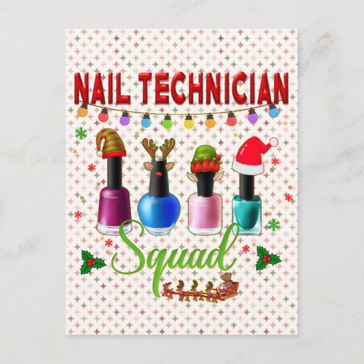 Kerstmis Nail-technicus-kerstsalaris eigenaars Briefkaart (Voorkant)