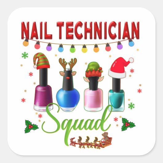 Kerstmis Nail-technicus-kerstsalaris eigenaars Vierkante Sticker (Voorkant)