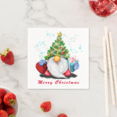Kerstmis Napkins Gnome met Gifts Servet (Insitu)