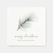 Kerstmis Napkins Holiday Simple Evergreen Branch Servet (Voorkant)