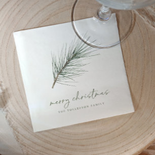 Kerstmis Napkins Holiday Simple Evergreen Branch Servet