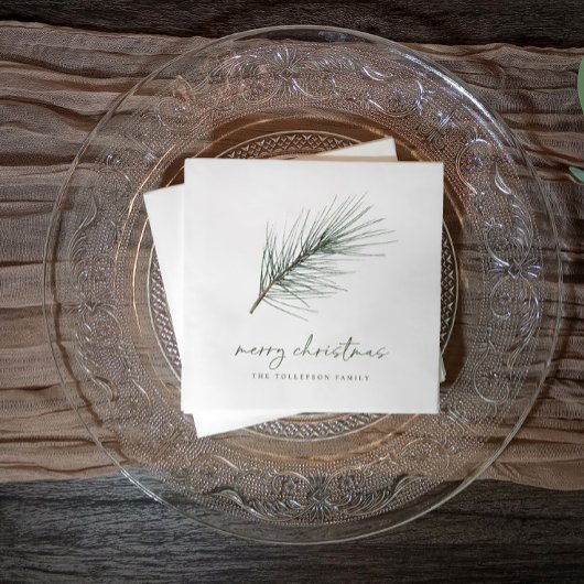 Kerstmis Napkins Holiday Simple Evergreen Branch Servet