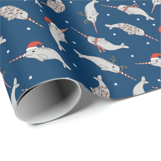 Kerstmis, Narwhal-marine Cadeaupapier (Rol Hoek)