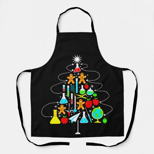 Kerstmis Natuurkunde Docent Boom Scheikunde School Schort (Voorkant)