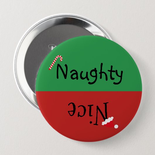 Kerstmis Naughty Nice Funny Red Green Ronde Button 4,0 Cm (Voorkant /achterkant)