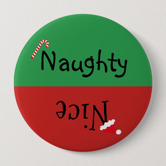 Kerstmis Naughty Nice Funny Red Green Ronde Button 4,0 Cm (Voorkant)