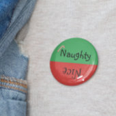 Kerstmis Naughty Nice Funny Red Green Ronde Button 4,0 Cm