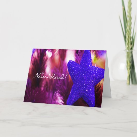 Kerstmis Navidad Blue Star III Feestdagen Kaart (Voorkant)