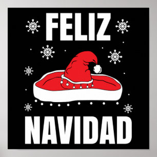 Kerstmis: Navidad Santa Sombrero Funny Gift Poster