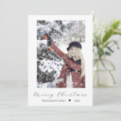 Kerstmis Navy Modern Eén Foto Feestdagenkaart (Staand voorkant)