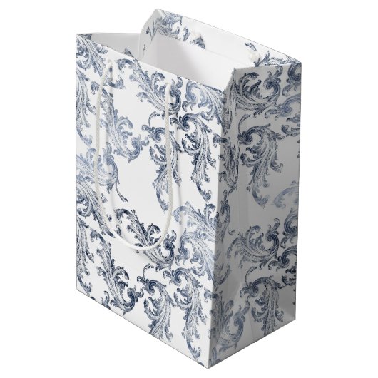 Kerstmis Navy Strik Daspatroon Medium Cadeauzakje (Achterkant Gekanteld)
