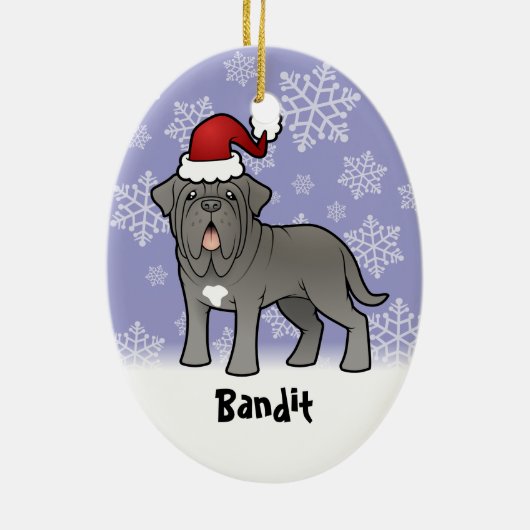 Kerstmis Neapolitan Mastiff Keramisch Ornament (Achterkant)