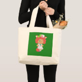 Kerstmis Neko Green Jumbo Canvas tas (Voorkant (product))