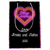 Kerstmis neon kerstcadeau Personalized Medium Cadeauzakje (Voorkant)