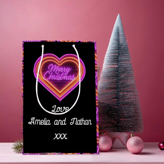Kerstmis neon kerstcadeau Personalized Medium Cadeauzakje