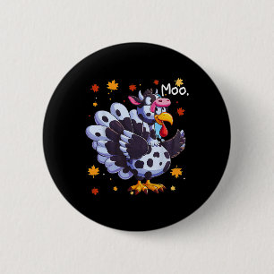 Kerstmis Nep Kalkoen Koe Kop Grappige Herfst Ronde Button 5,7 Cm
