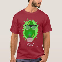 Kerstmis Nerd Cartoon Personaliseert feestbulb T-shirt