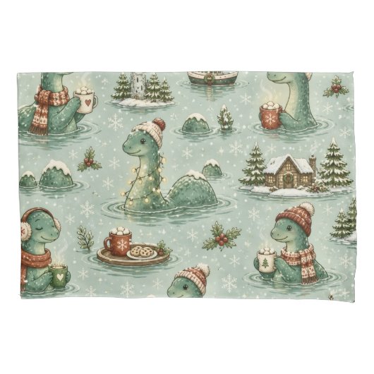 Kerstmis Nessie Loch Ness Monster Gezellig Cryptid Kussensloop (Voorkant)