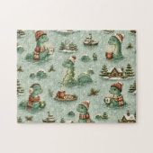 Kerstmis Nessie Loch Ness Monster Gezellig Cryptid Legpuzzel (Horizontaal)