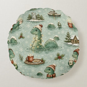 Kerstmis Nessie Loch Ness Monster Gezellig Cryptid Rond Kussen