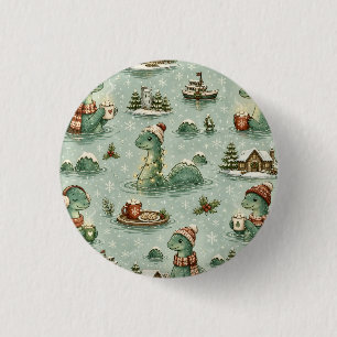Kerstmis Nessie Loch Ness Monster Gezellig Cryptid Ronde Button 3,2 Cm