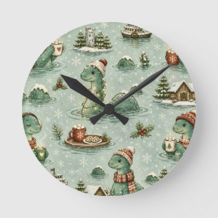 Kerstmis Nessie Loch Ness Monster Gezellig Cryptid Ronde Klok