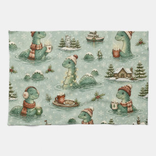 Kerstmis Nessie Loch Ness Monster Gezellig Cryptid Theedoek