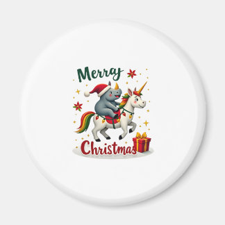 Kerstmis Neushoorn Prettig Kerstfeest Eenhoorn Neu Magneet