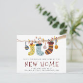 Kerstmis - New Home Holiday Moving Aankondigingskaart (Staand voorkant)