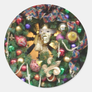 KERSTMIS NEW ORLEANS KRANS RONDE STICKER