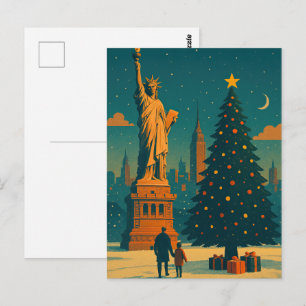 Kerstmis New York in oude stijl – Standbeeld van Briefkaart